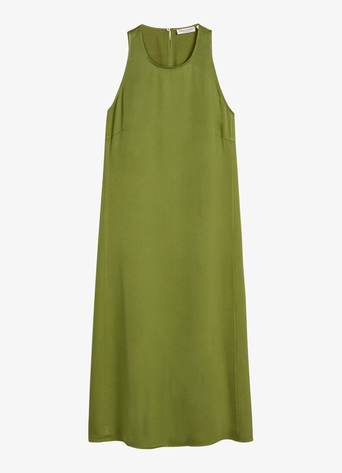 Marc O'Polo Midi jurk met ronde hals en steekzakken - voorkant 2 shaded fern / groen