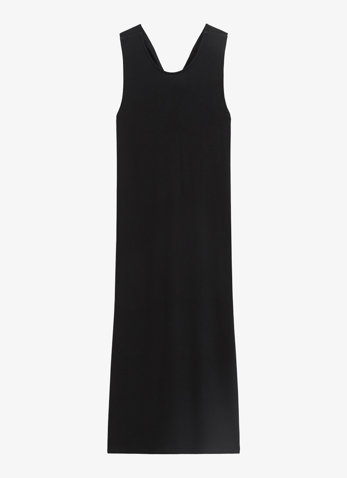 Marc O'Polo Midi jurk met ronde hals - voorkant 2 black-0001 / zwart
