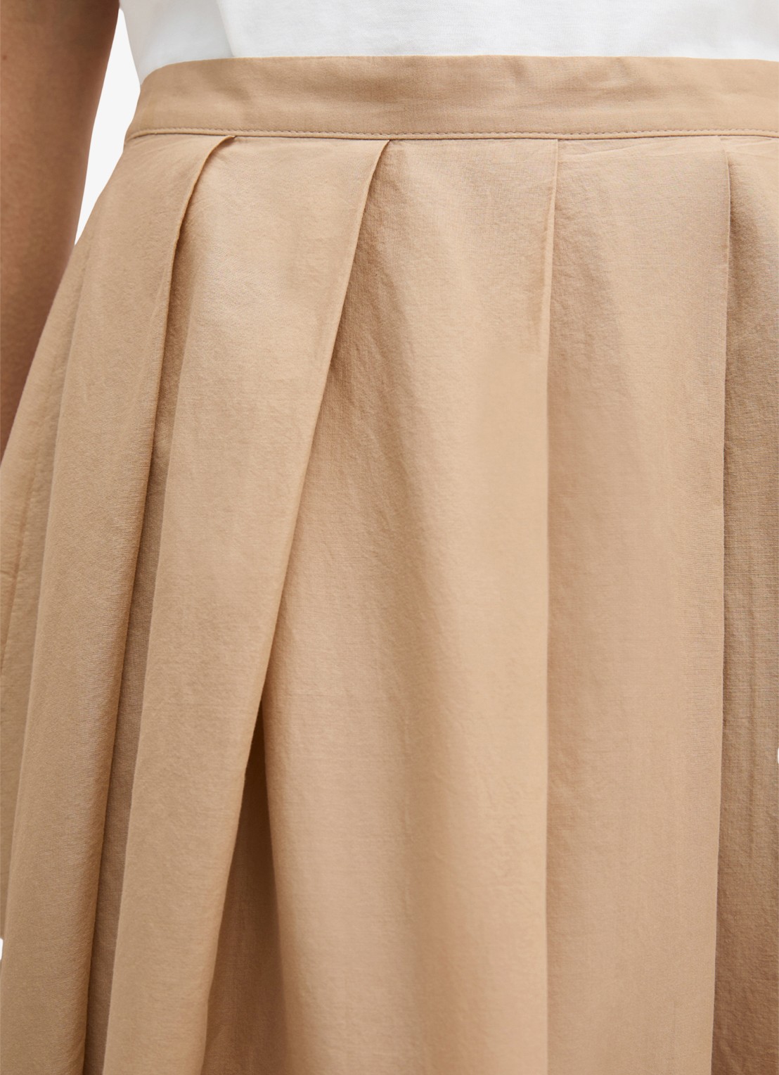Marc O'Polo Midi mid waist rok met plooien - detail 3 sandpaper-2326 / beige