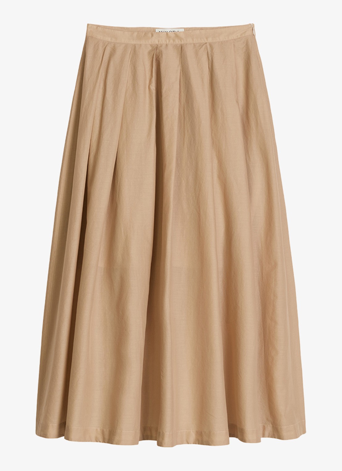 Marc O'Polo Midi mid waist rok met plooien - voorkant 4 sandpaper-2326 / beige