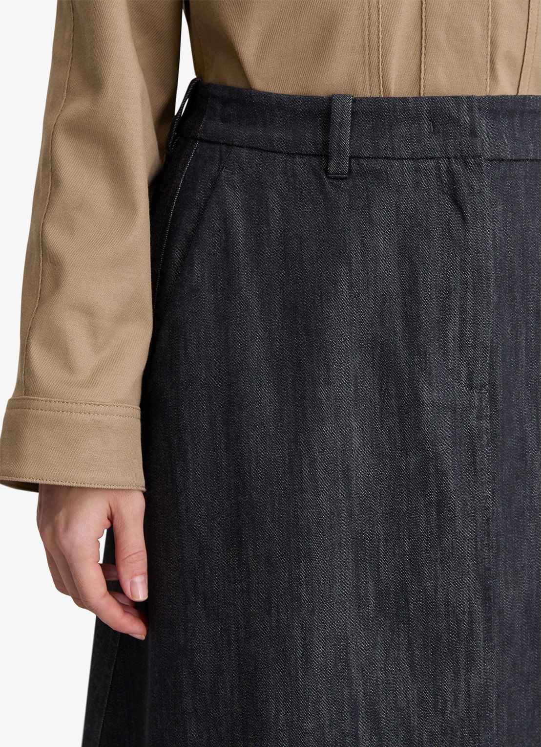 Marc O'Polo Midi rok van katoen - detail 3 zwart