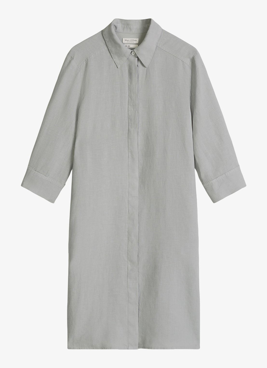 Marc O'Polo Mini blousejurk met kraag - voorkant 3 quiet sea-0639 / blauw
