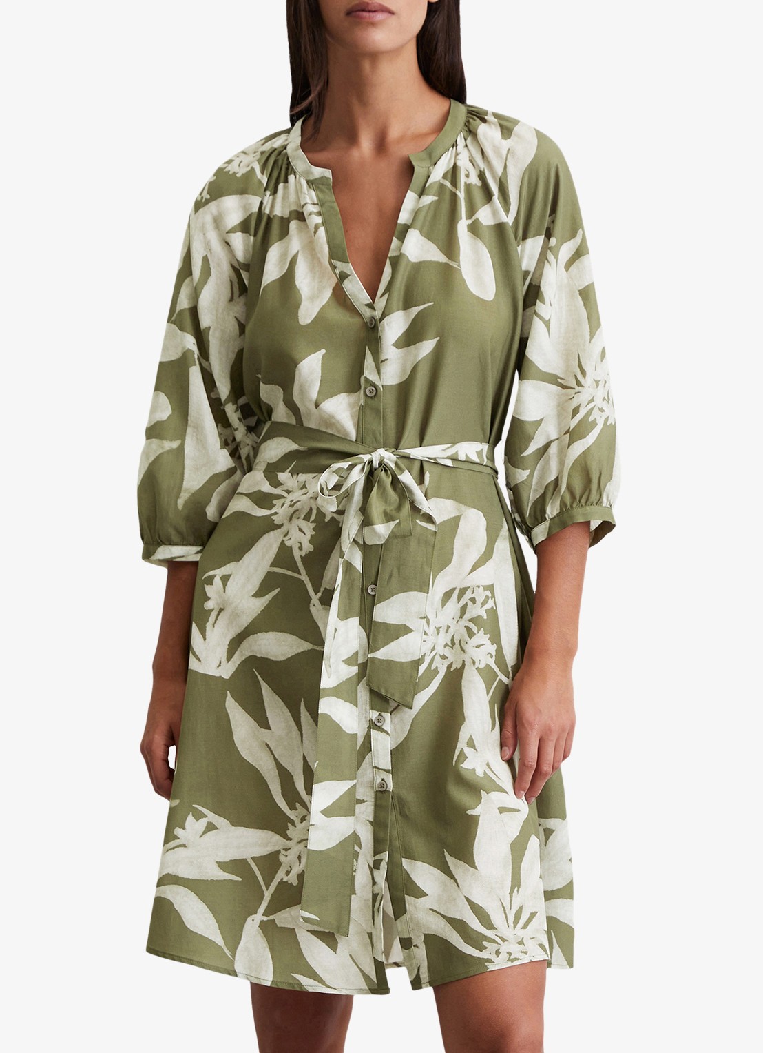 Marc O'Polo Mini blousejurk met print - detail 3 groen