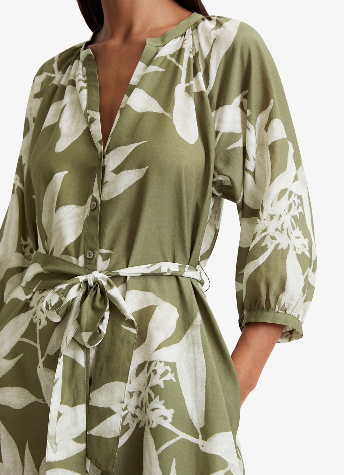 Marc O'Polo Mini blousejurk met print - detail 4 groen