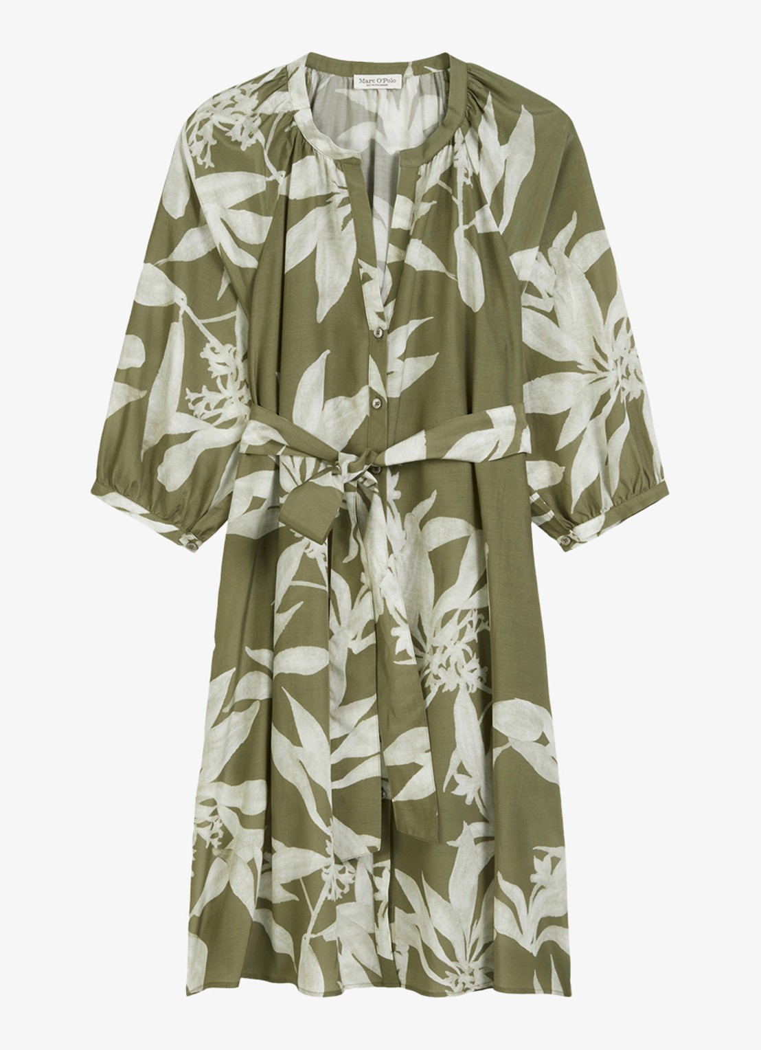 Marc O'Polo Mini blousejurk met print - voorkant groen