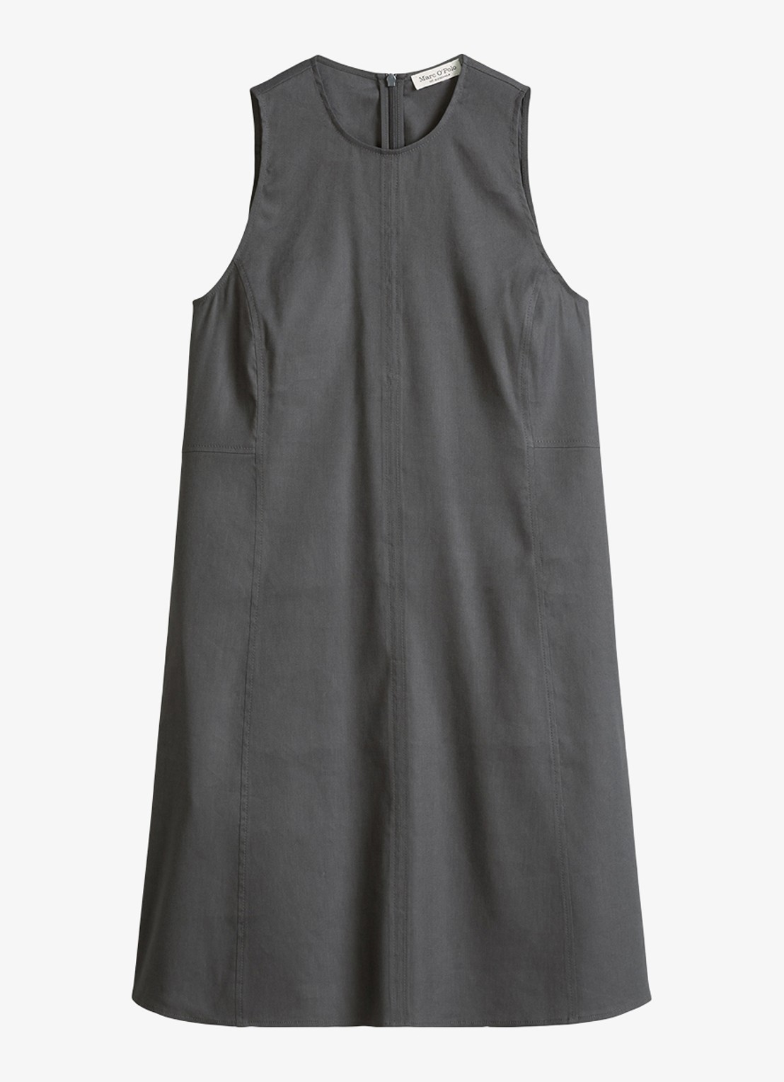 Marc O'Polo Mini jurk in linnenblend met ronde hals - voorkant 2 oxide grey-0364 / grijs