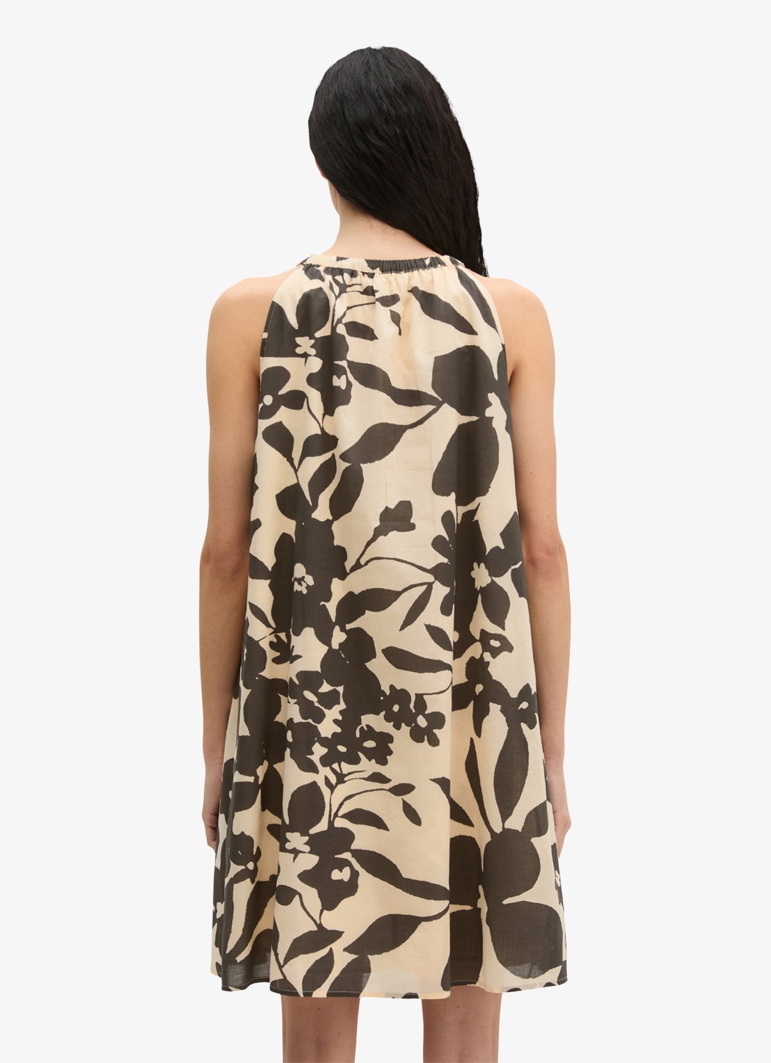 Marc O'Polo Mini jurk met bloemenprint  - achterkant 3 beige