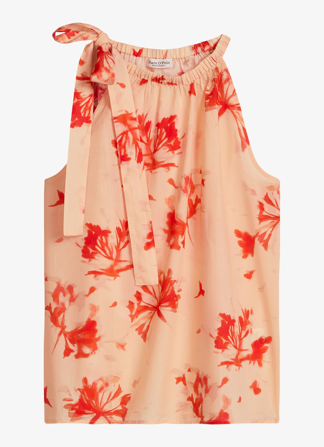 Marc O'Polo Mouwloze top met print - voorkant medium orange_multi_4-9432 / oranje