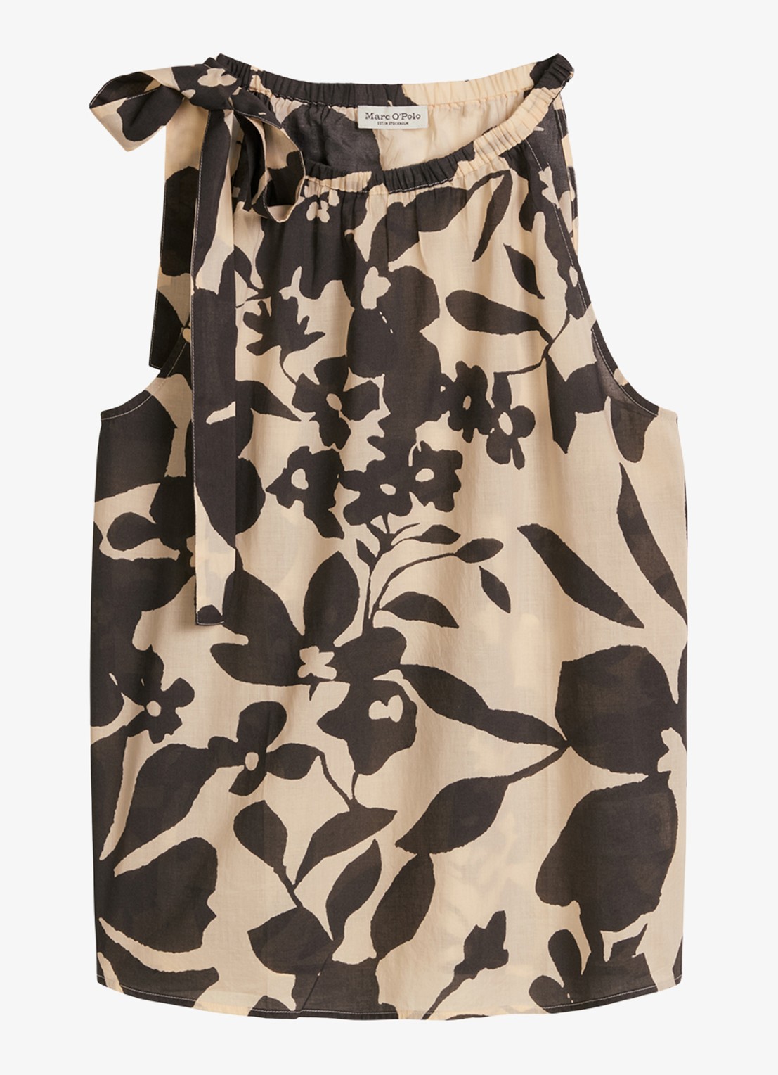 Marc O'Polo Mouwloze top met print - voorkant dark grey_multi_02-0533 / grijs