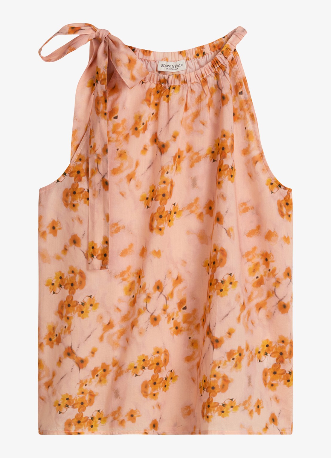 Marc O'Polo Mouwloze top met print - voorkant bright orange-9584 / oranje