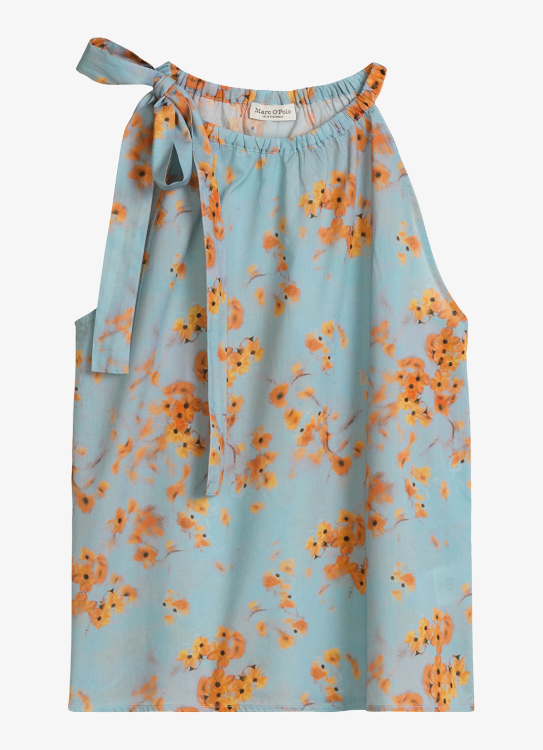Marc O'Polo Mouwloze top met print - voorkant medium blue_multi_04-4931 / blauw