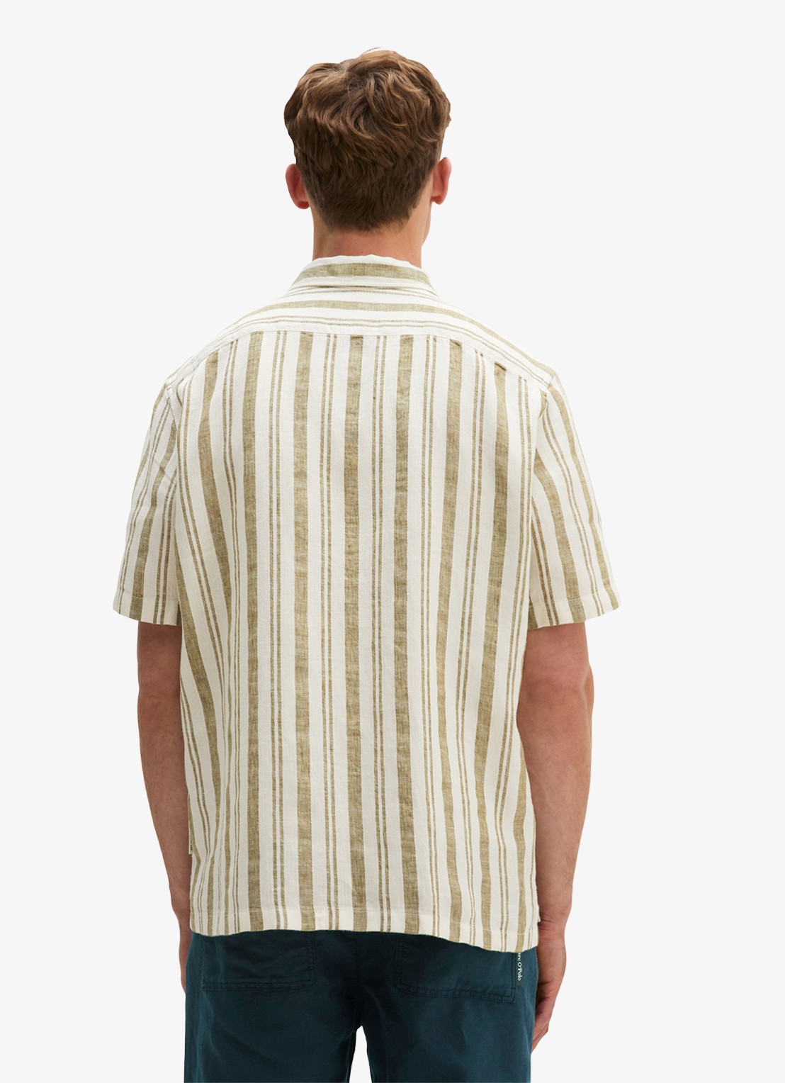 Marc O'Polo Overhemd in linnenblend met streepprint - achterkant 5 medium grey 38-0863 / grijs