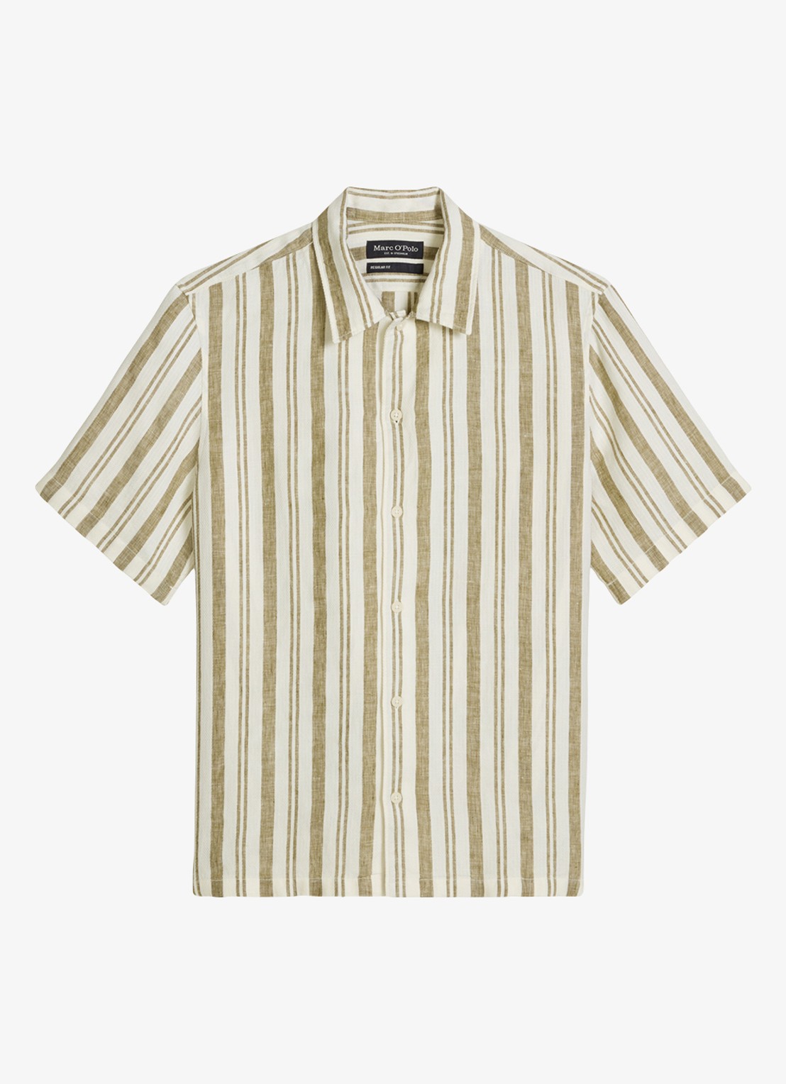 Marc O'Polo Overhemd in linnenblend met streepprint - voorkant medium grey 38-0863 / grijs