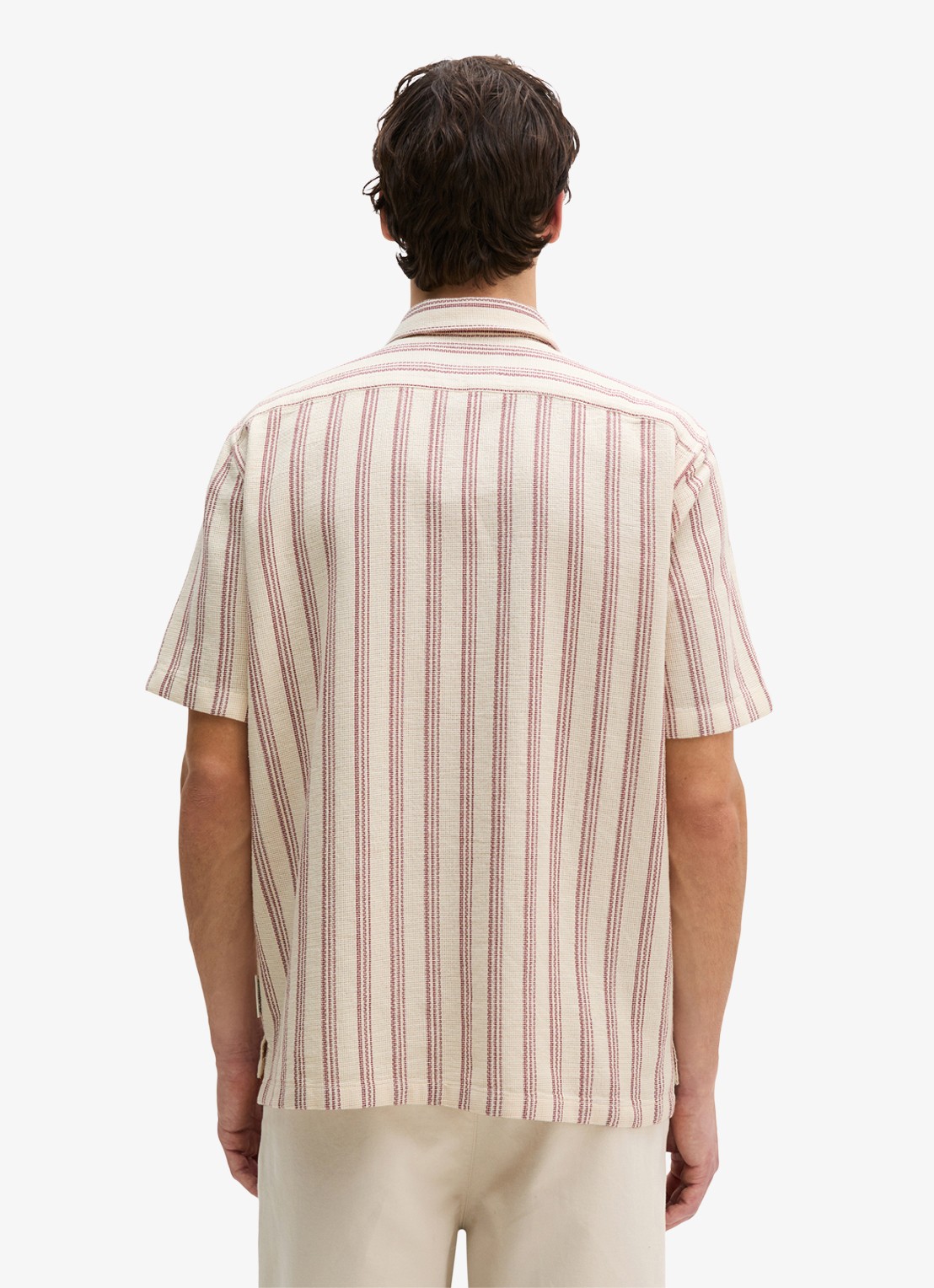 Marc O'Polo Overhemd met borstzak en streepprint - achterkant light beige/2692