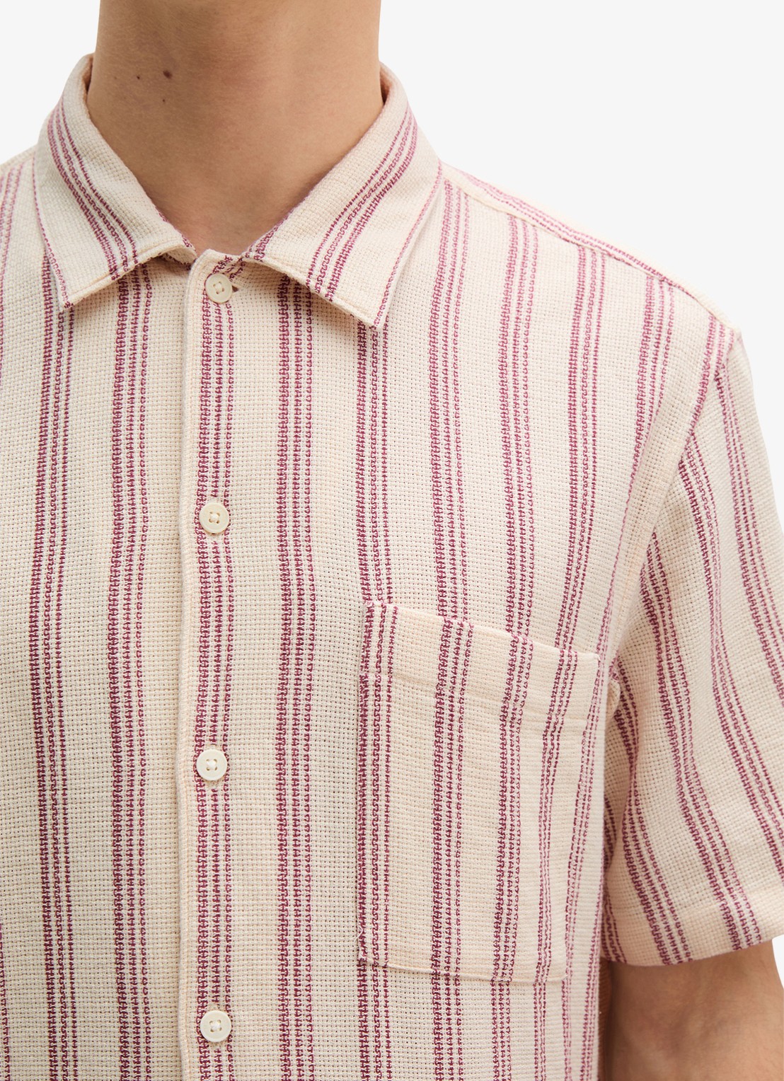 Marc O'Polo Overhemd met borstzak en streepprint - detail 3 light beige/2692