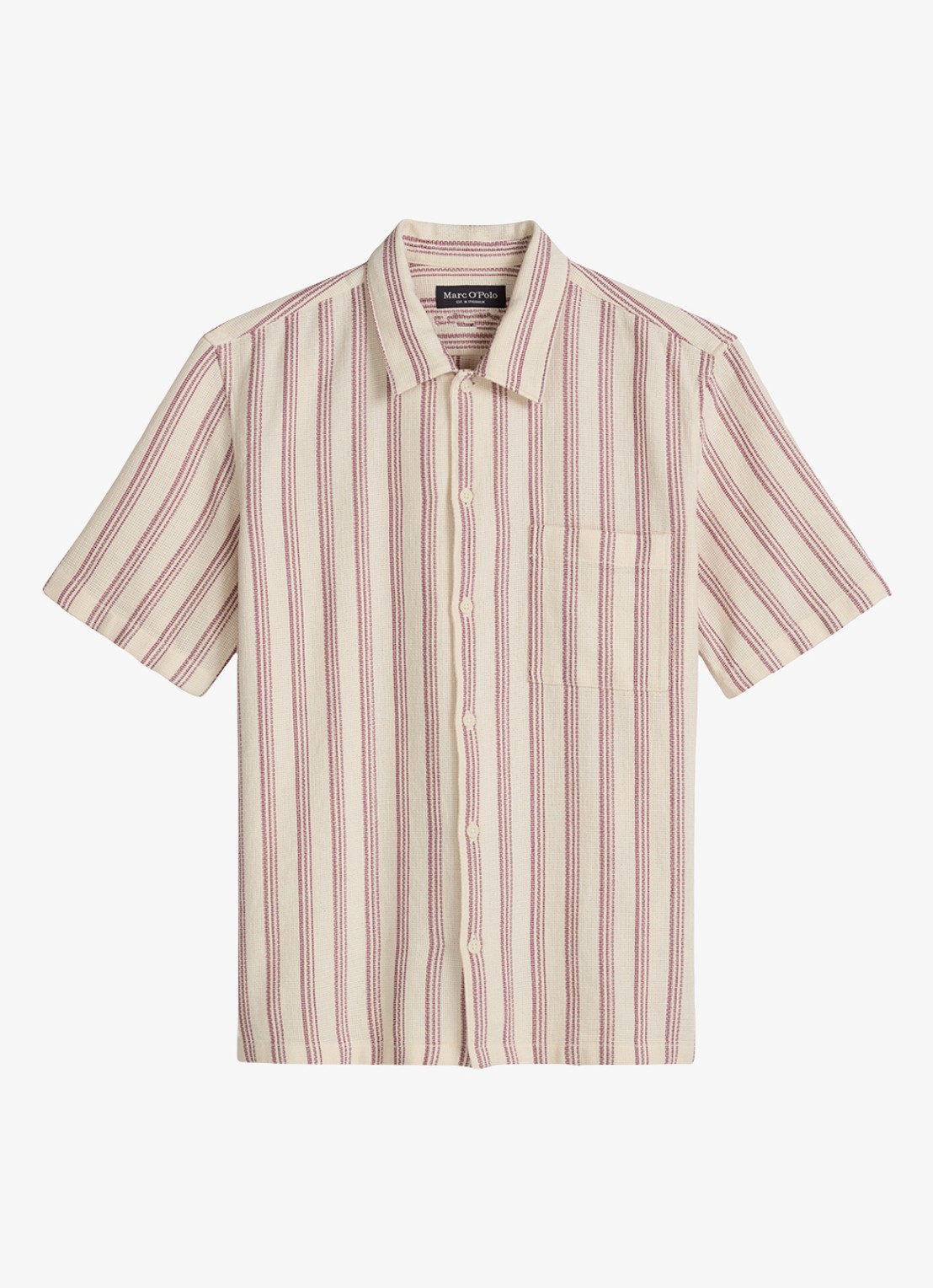 Marc O'Polo Overhemd met borstzak en streepprint - voorkant 4 light beige/2692