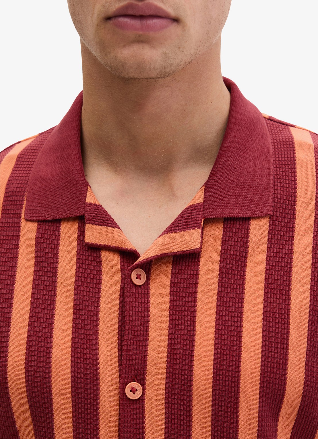 Marc O'Polo Overhemd met streepprint - detail 2 dark red 01-7026 / rood
