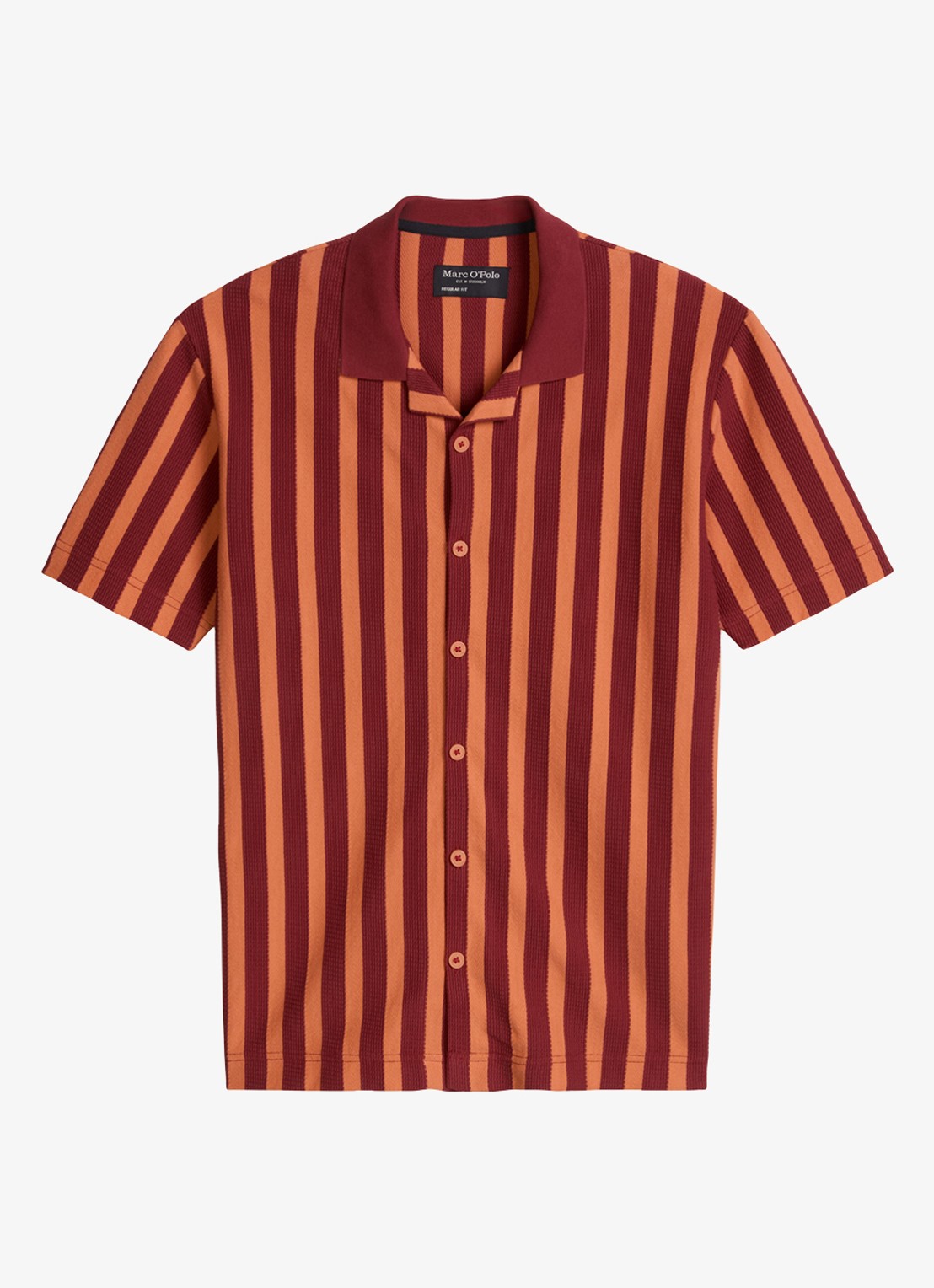 Marc O'Polo Overhemd met streepprint - voorkant 3 dark red 01-7026 / rood