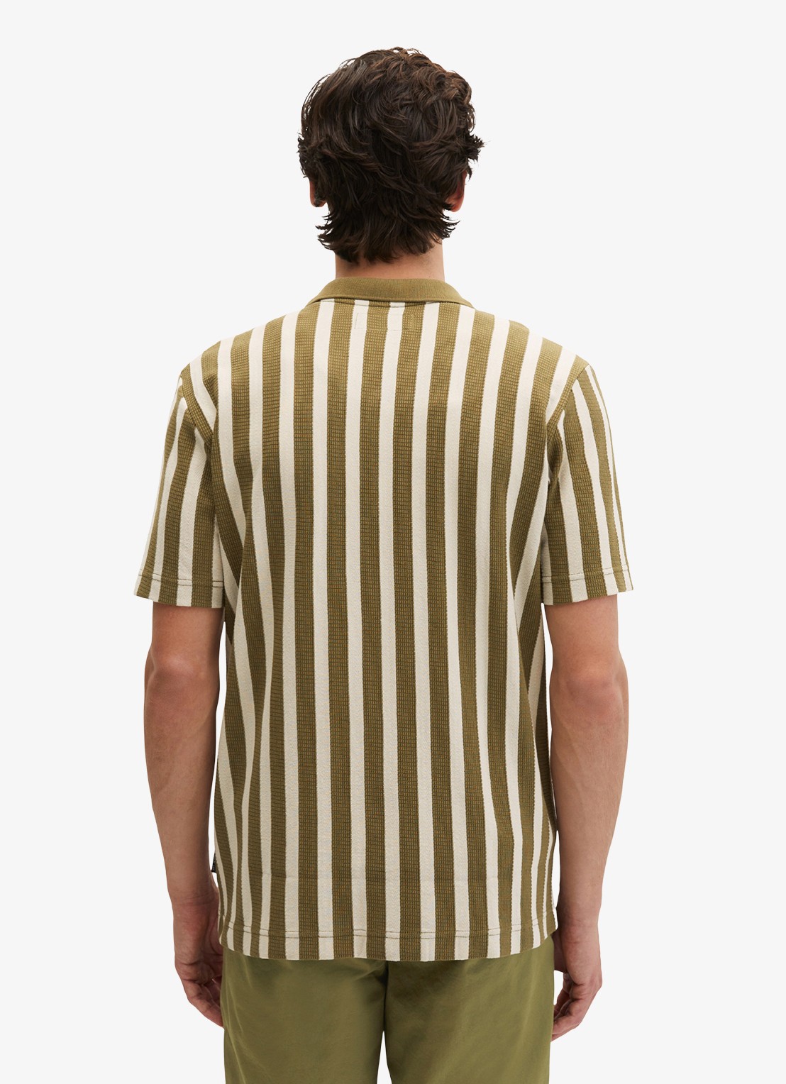 Marc O'Polo Overhemd met streepprint - achterkant 6 medium green 01-3493 / groen