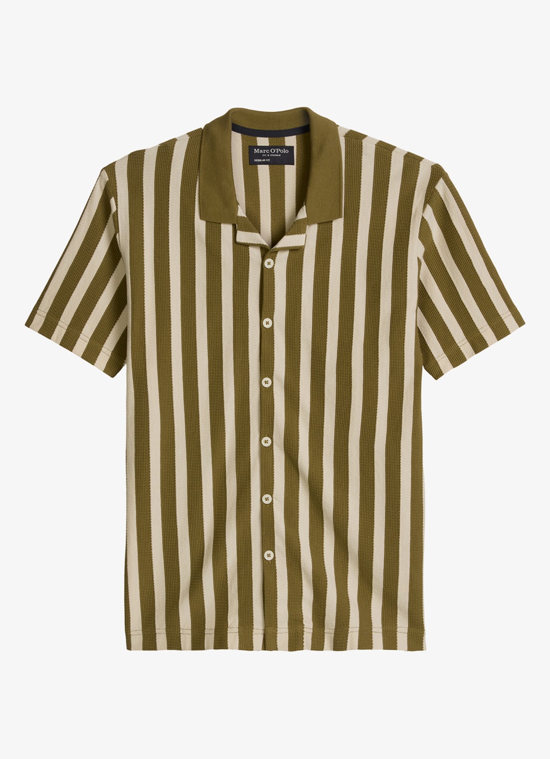 Marc O'Polo Overhemd met streepprint - voorkant 3 medium green 01-3493 / groen