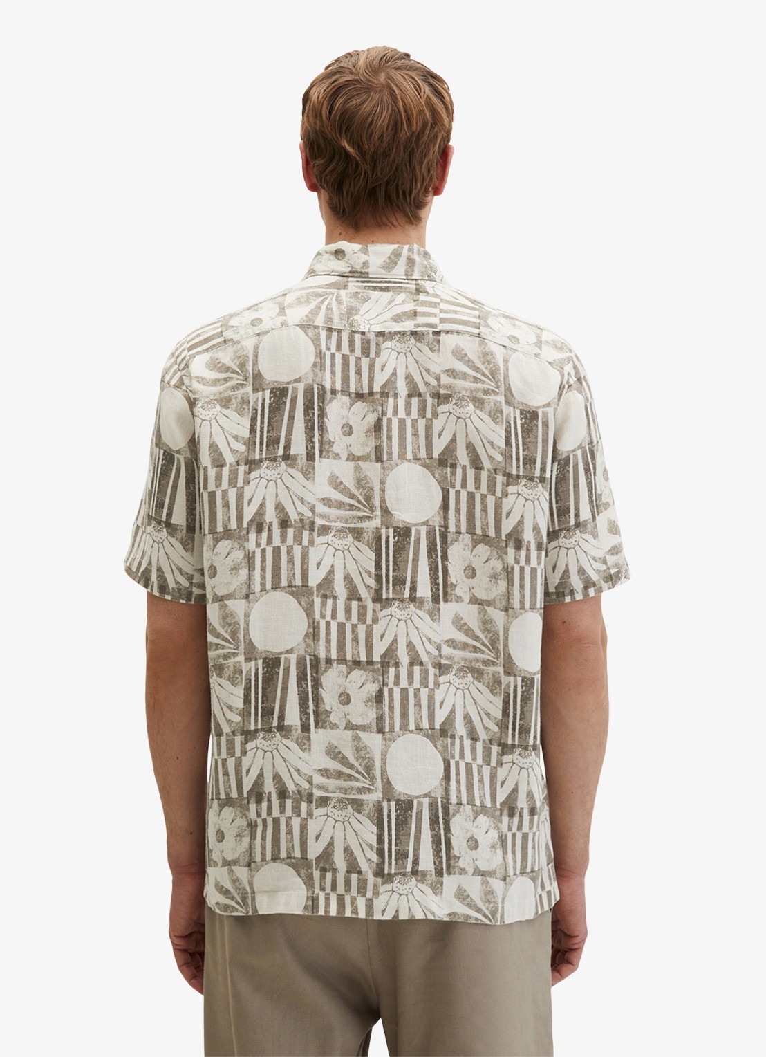 Marc O'Polo Overhemd van linnen met grafische print - achterkant light brown/2094