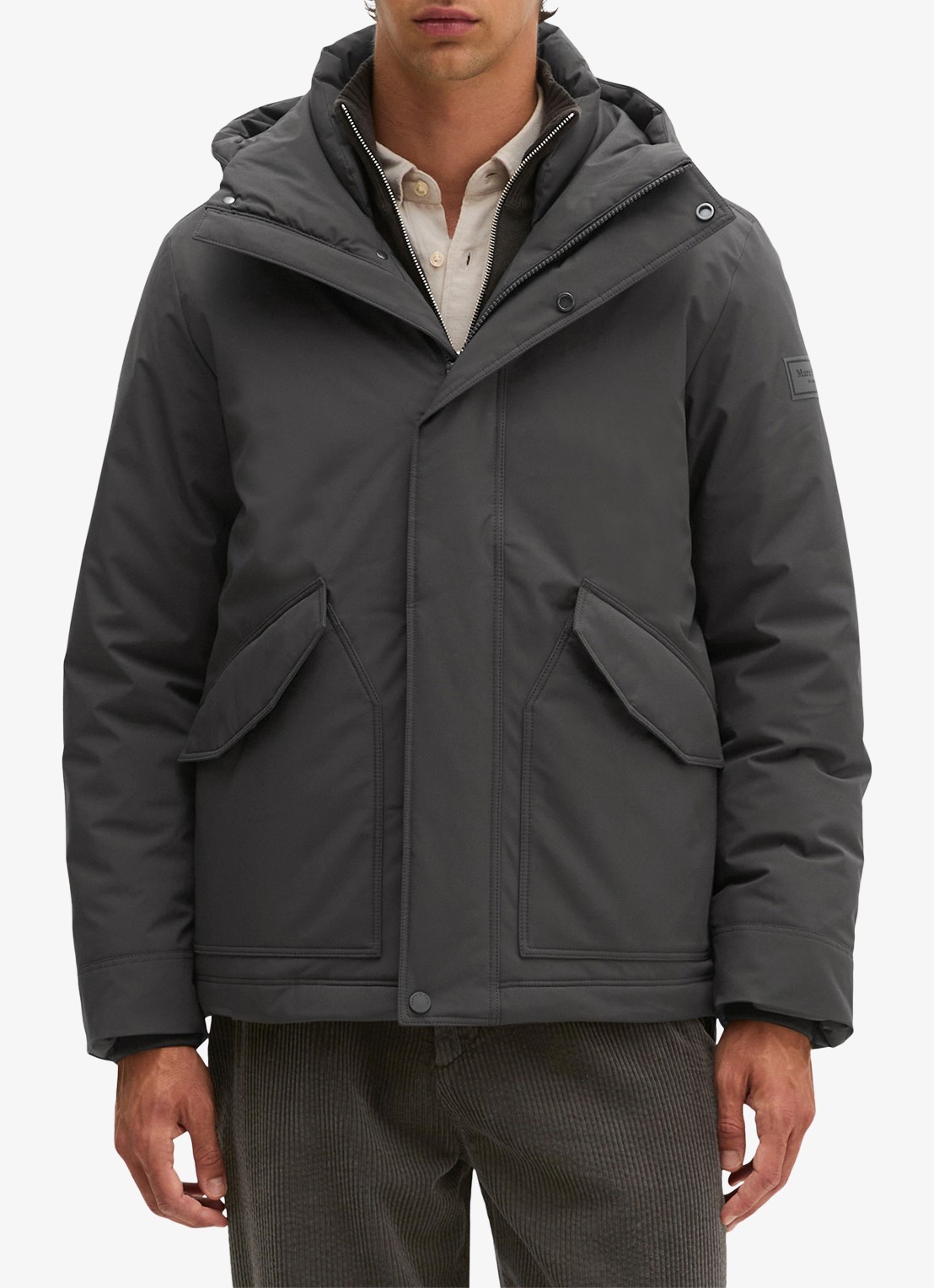 Marc O'Polo Parka met steekzakken - detail donkergrijs