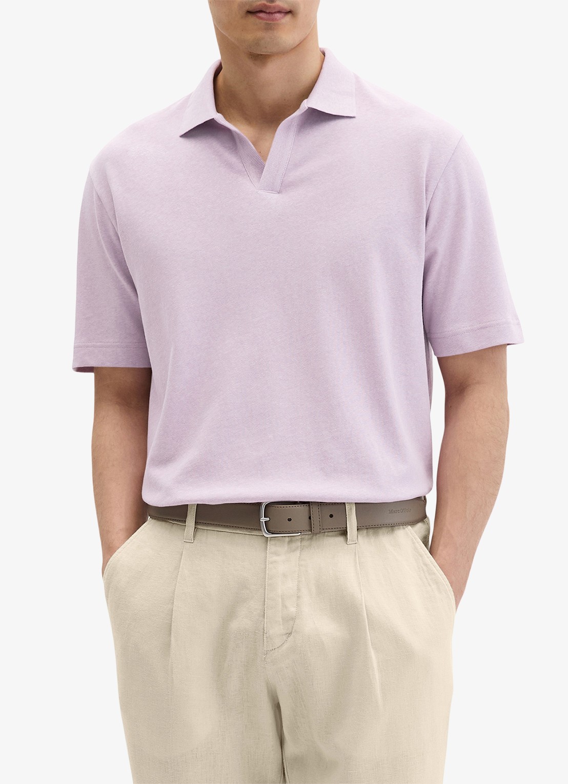 Marc O'Polo Polo in linnenblend - detail lila