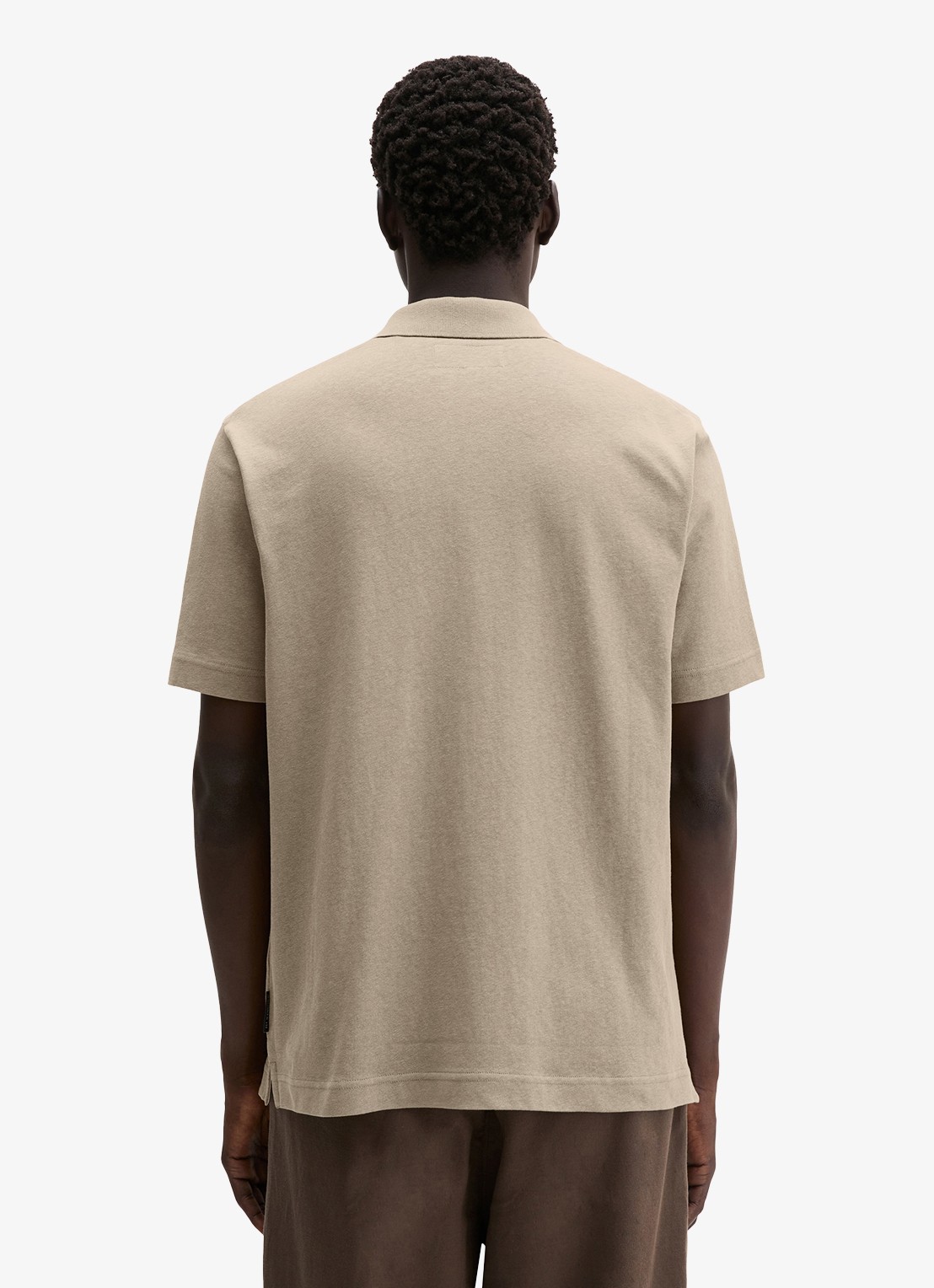 Marc O'Polo Polo in linnenblend - achterkant beige