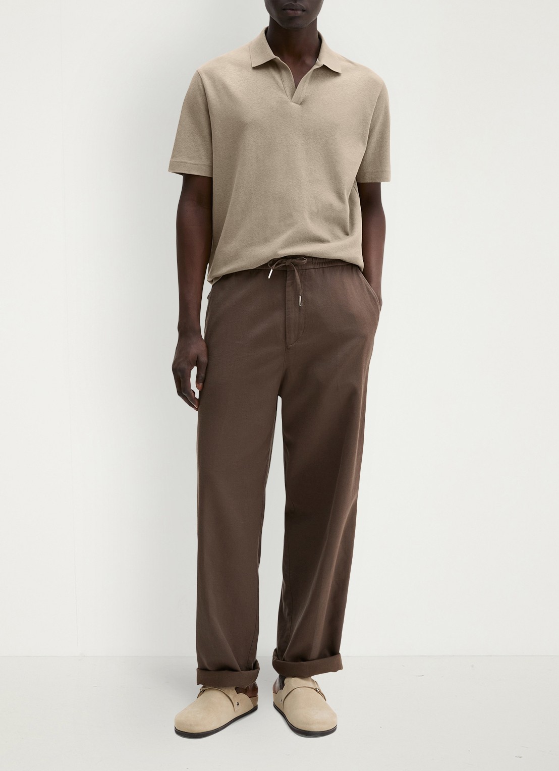Marc O'Polo Polo in linnenblend - voorkant 3 beige