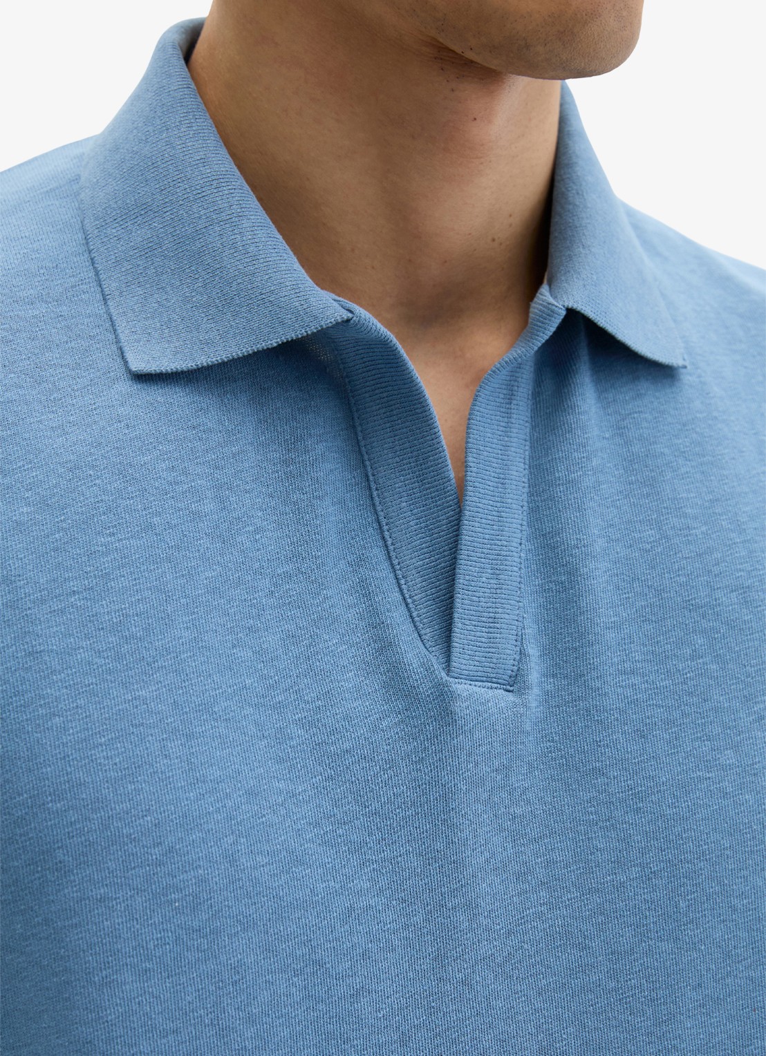 Marc O'Polo Polo in linnenblend - detail 5 blauw