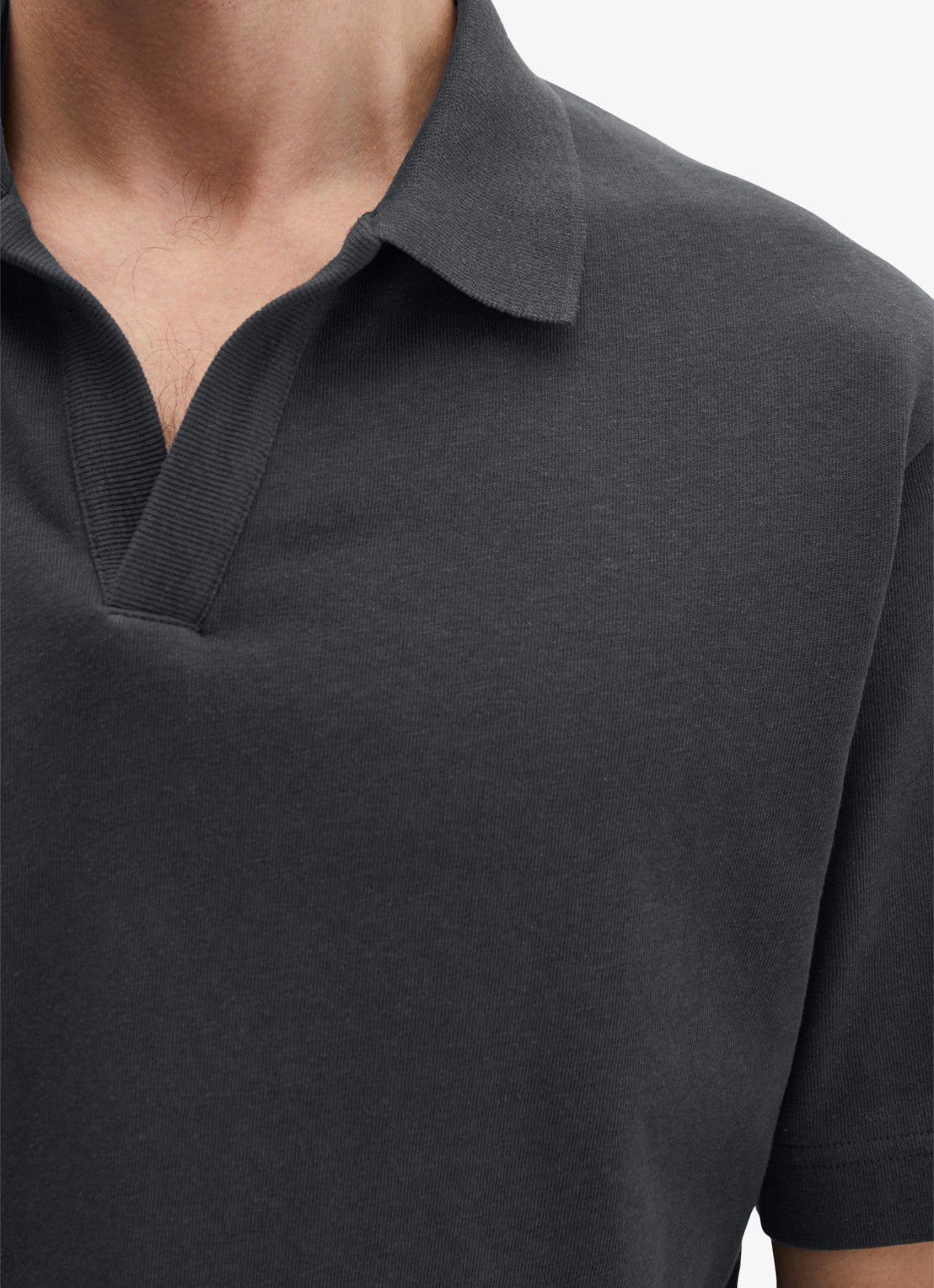 Marc O'Polo Polo in linnenblend - detail 5 donkerblauw