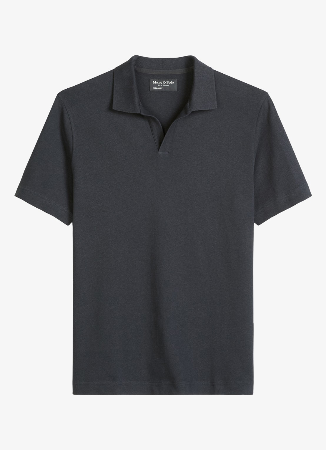 Marc O'Polo Polo in linnenblend - voorkant donkerblauw