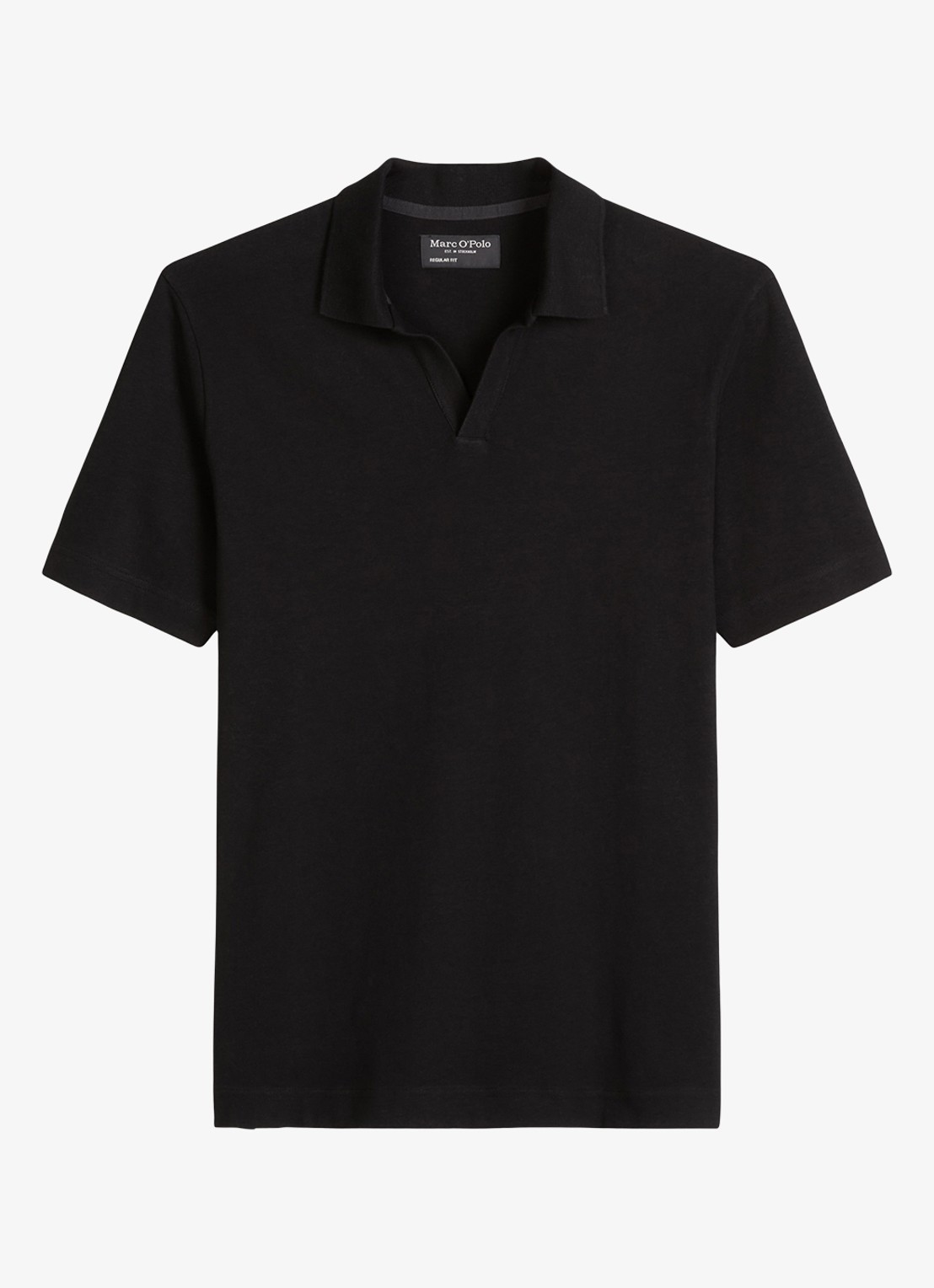 Marc O'Polo Polo in linnenblend - voorkant zwart