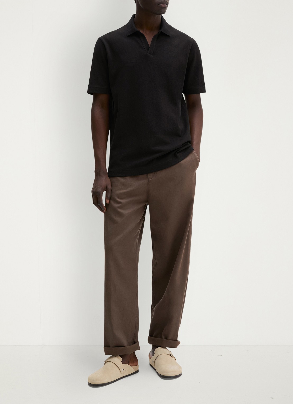 Marc O'Polo Polo in linnenblend - voorkant 2 zwart