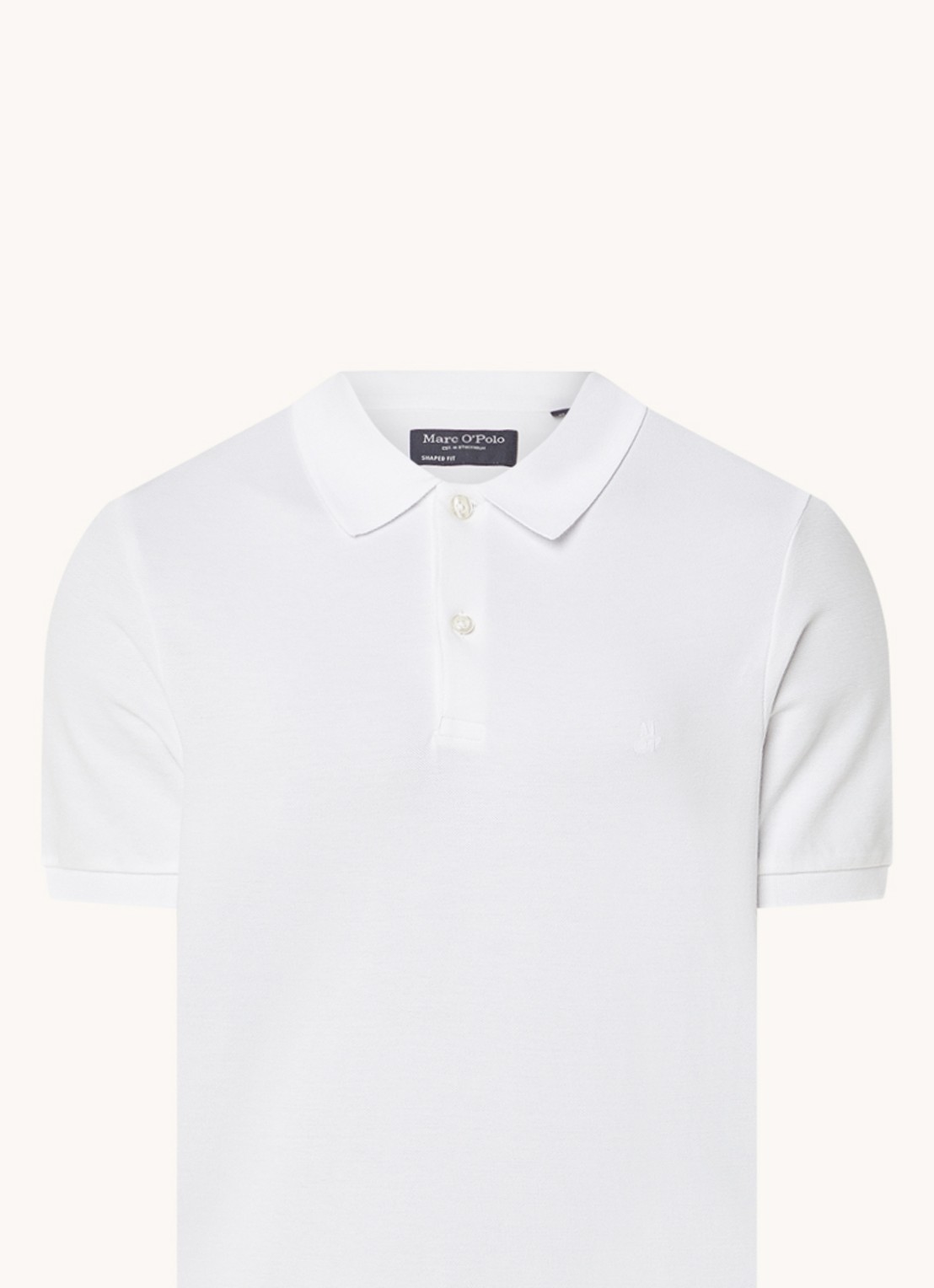 Marc O'Polo Polo met logoborduring - voorkant 3 wit