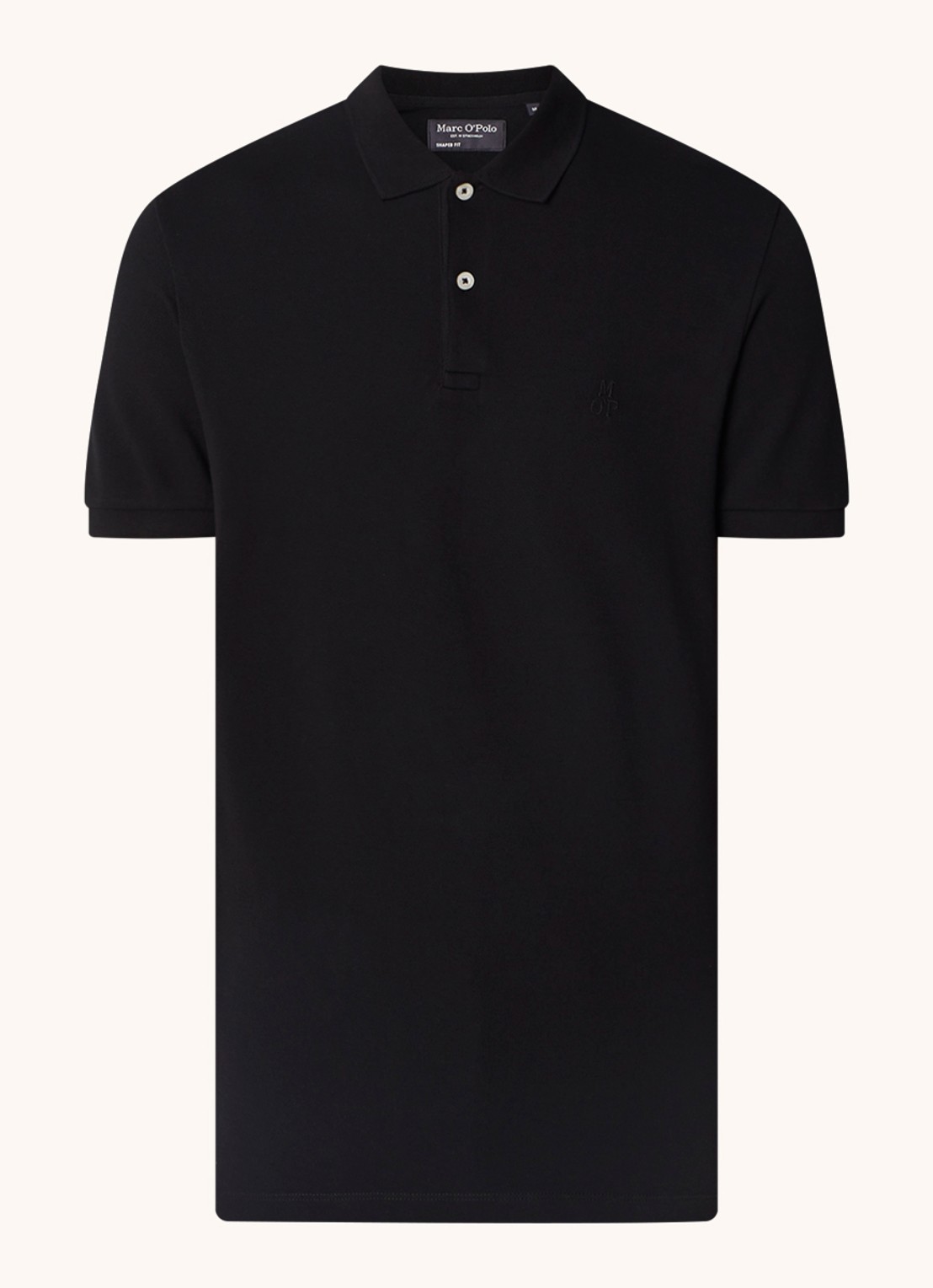 Marc O'Polo Polo met logoborduring - voorkant 2 zwart