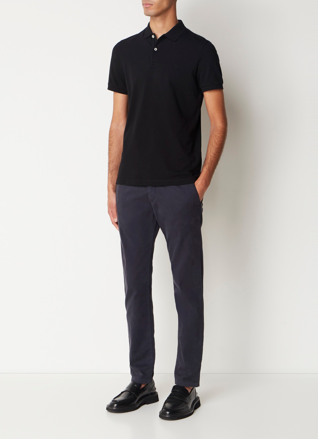 Marc O'Polo Polo met logoborduring - voorkant 3 zwart