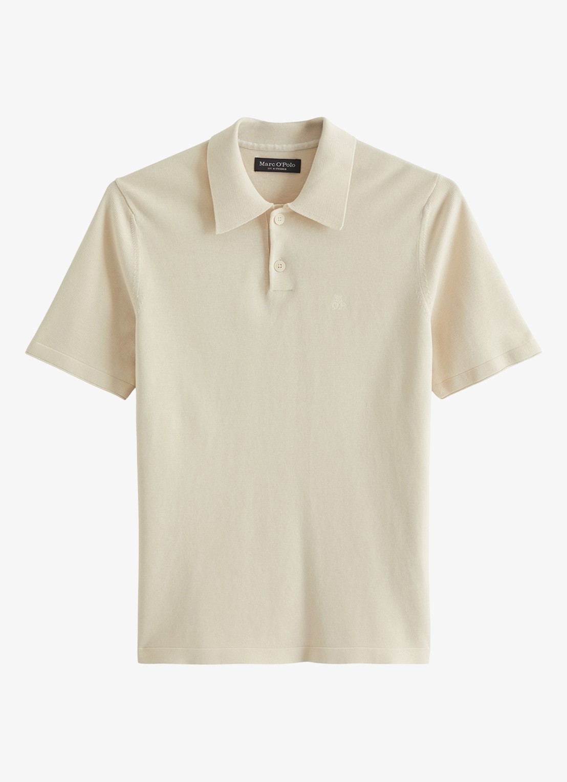Marc O'Polo Polo met logoborduring - voorkant beige