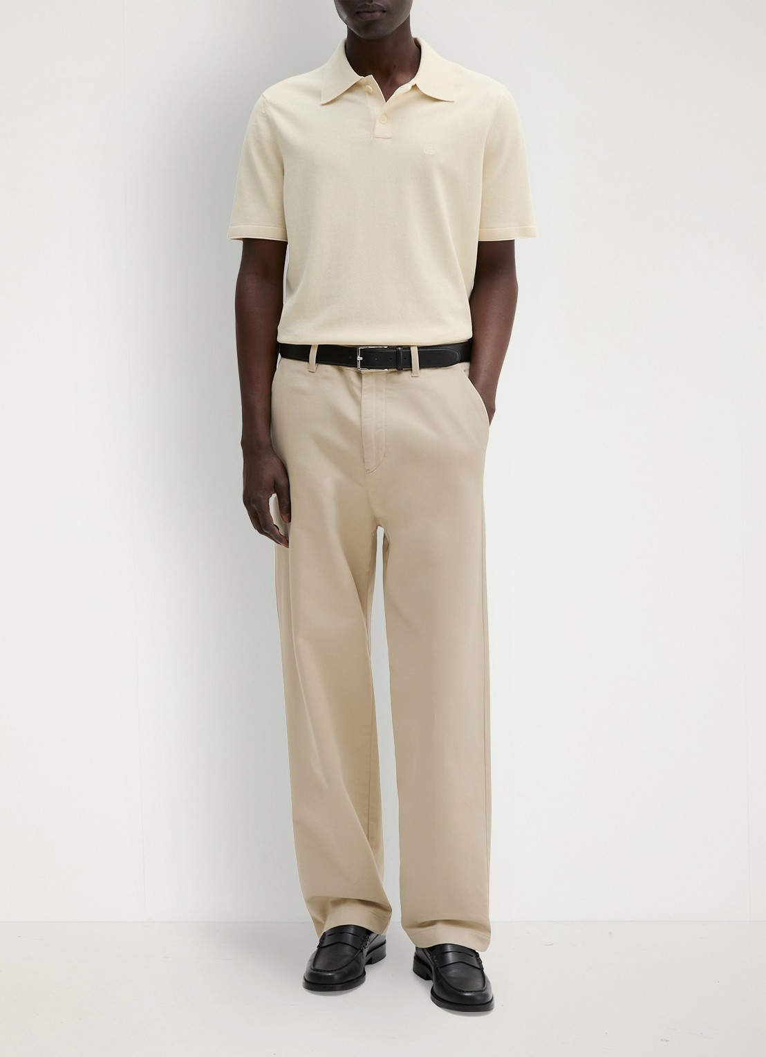 Marc O'Polo Polo met logoborduring - voorkant 2 beige