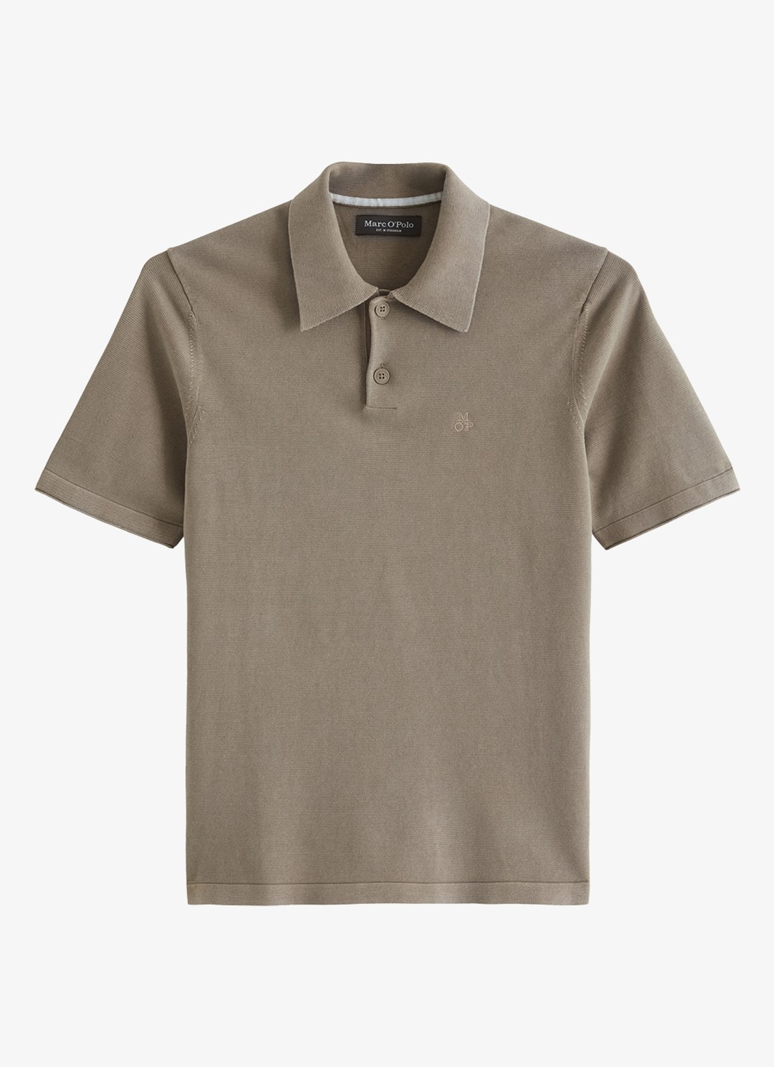 Marc O'Polo Polo met logoborduring - voorkant donkerbeige