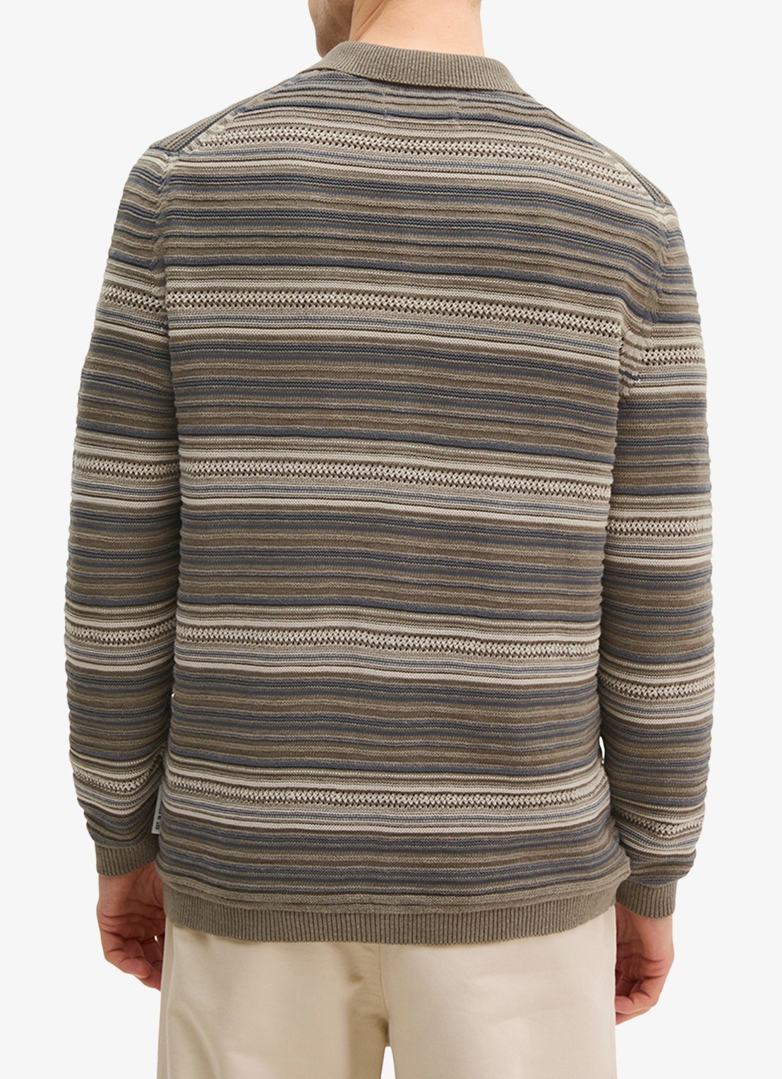 Marc O'Polo Polo met streepprint - achterkant 3 bruin