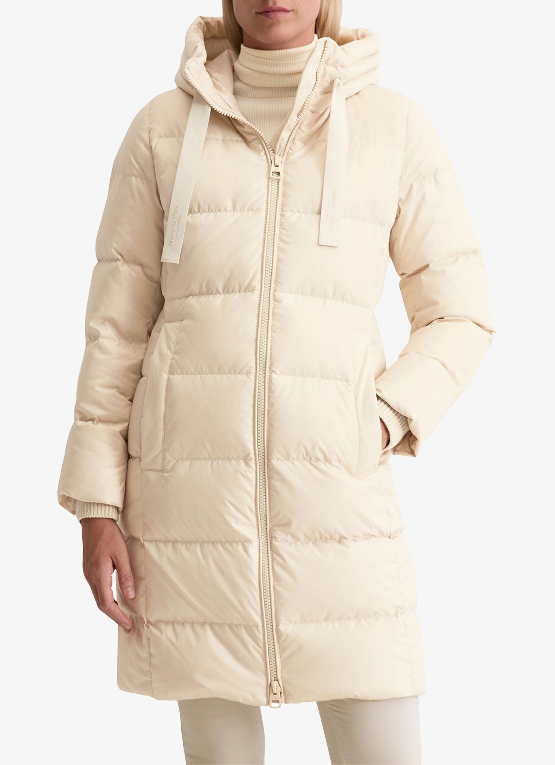 Marc O'Polo Puffer jas met capuchon - detail creme