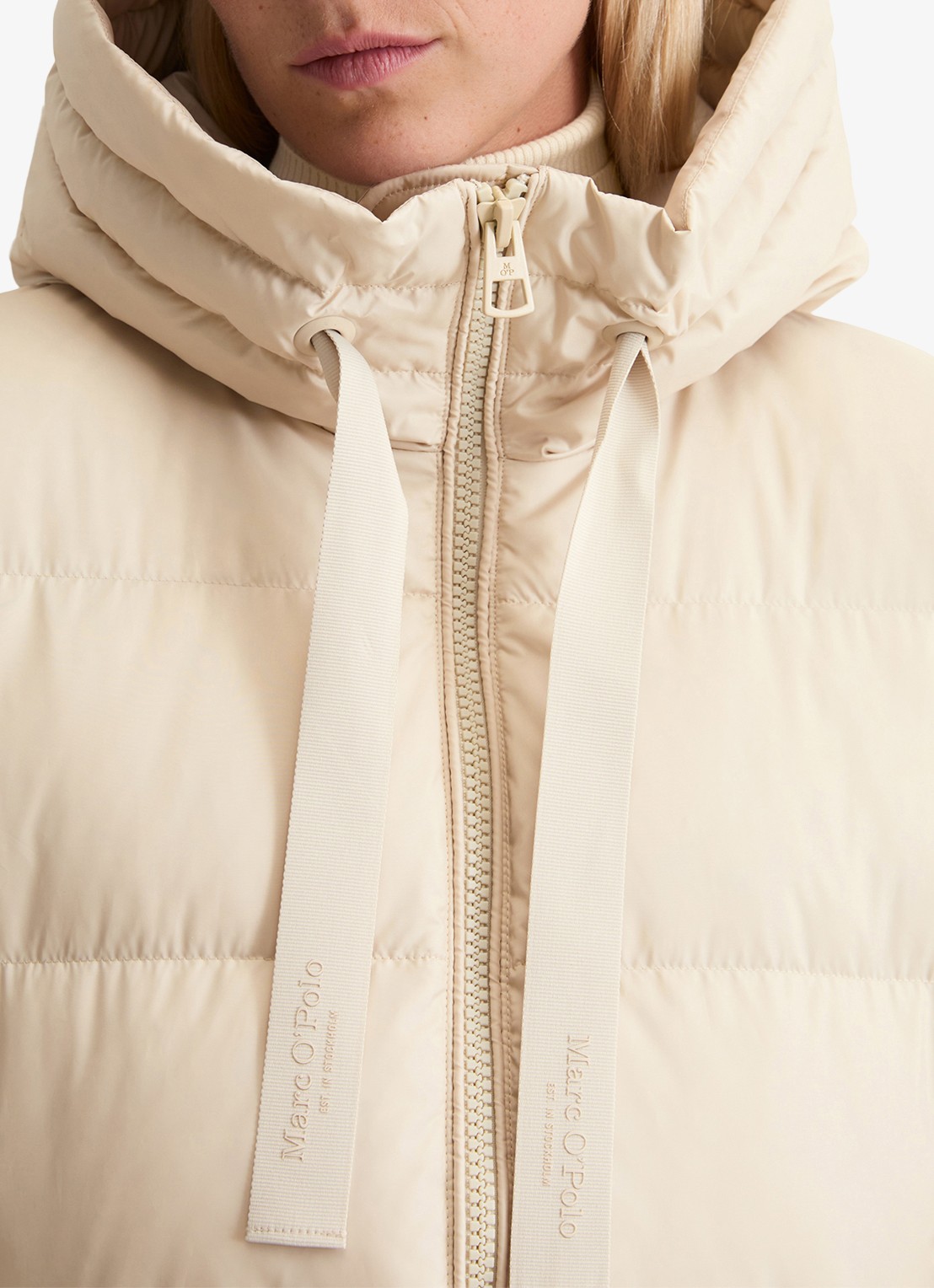 Marc O'Polo Puffer jas met capuchon - detail 2 creme