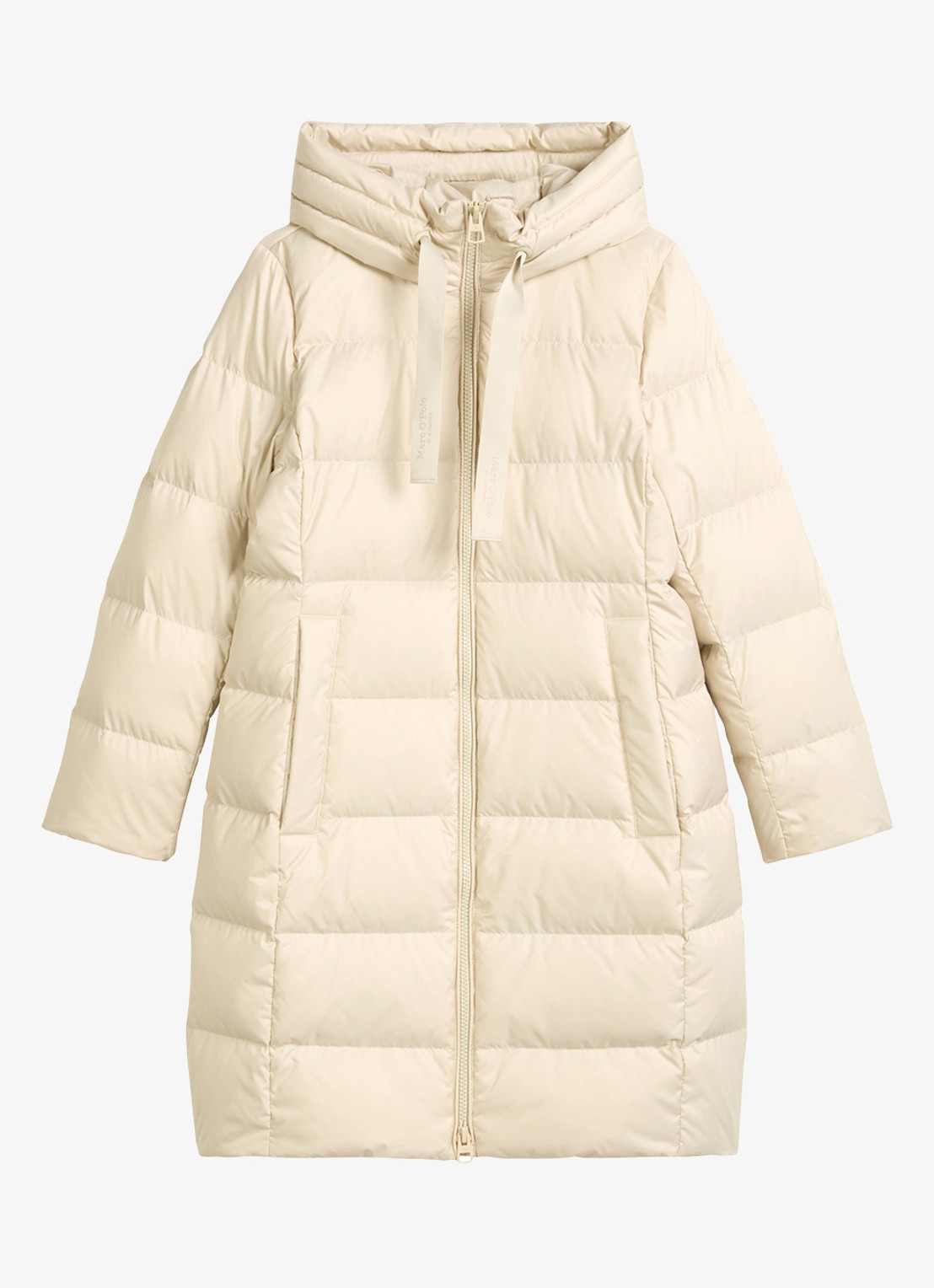 Marc O'Polo Puffer jas met capuchon - voorkant 4 creme