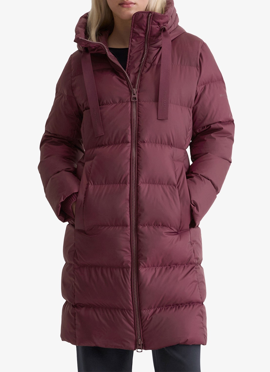 Marc O'Polo Puffer jas met capuchon - detail 3 bordeauxrood