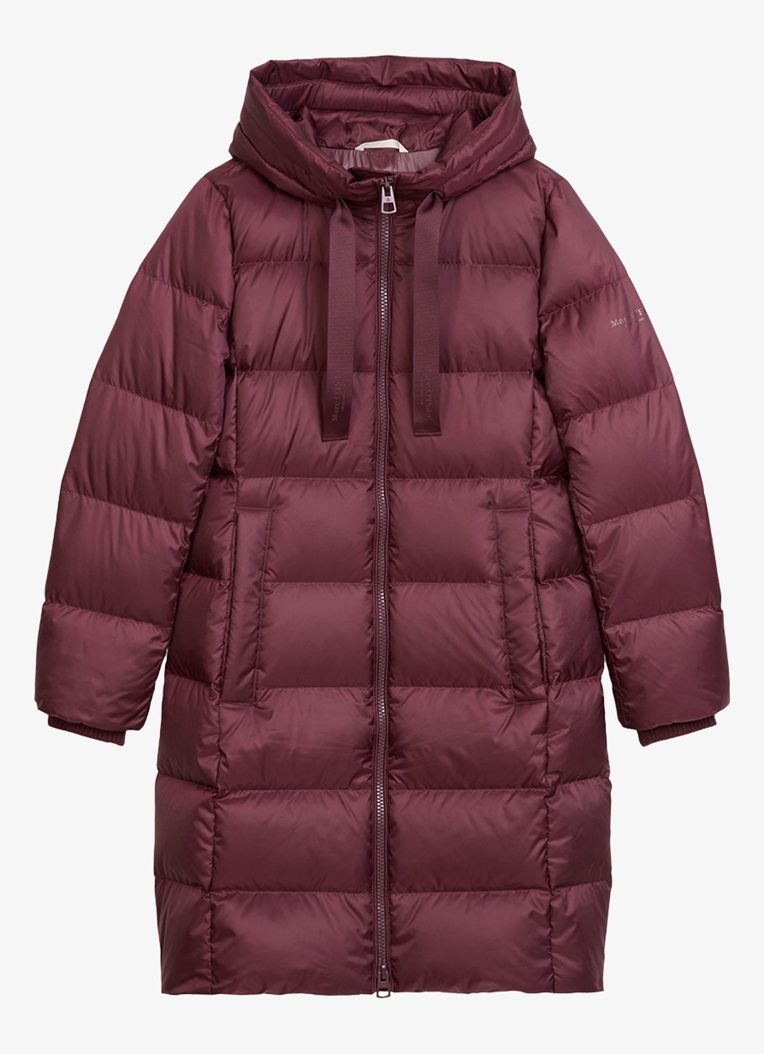 Marc O'Polo Puffer jas met capuchon - voorkant bordeauxrood