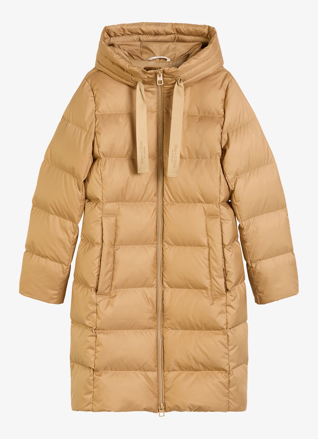 Marc O'Polo Puffer jas met capuchon - voorkant 3 camel