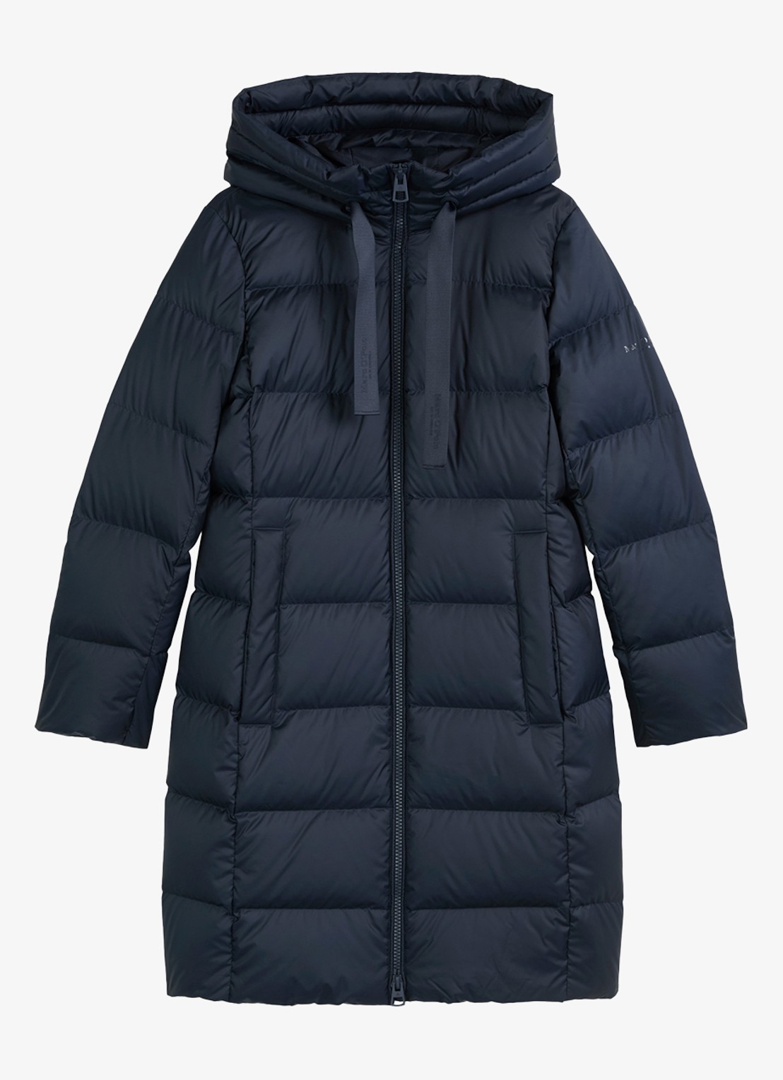Marc O'Polo Puffer jas met capuchon - voorkant 2 donkerblauw