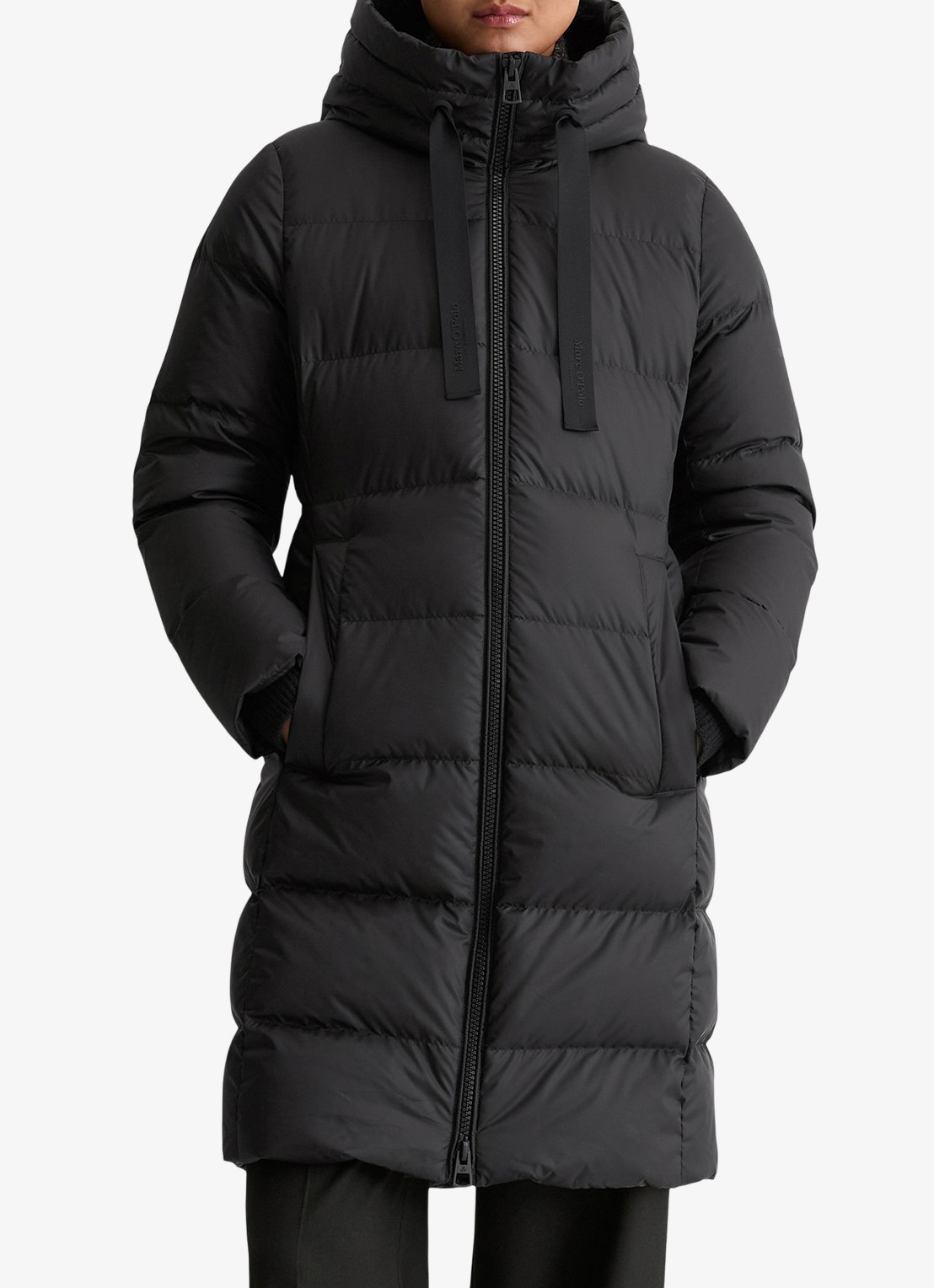 Marc O'Polo Puffer jas met capuchon - detail 3 zwart