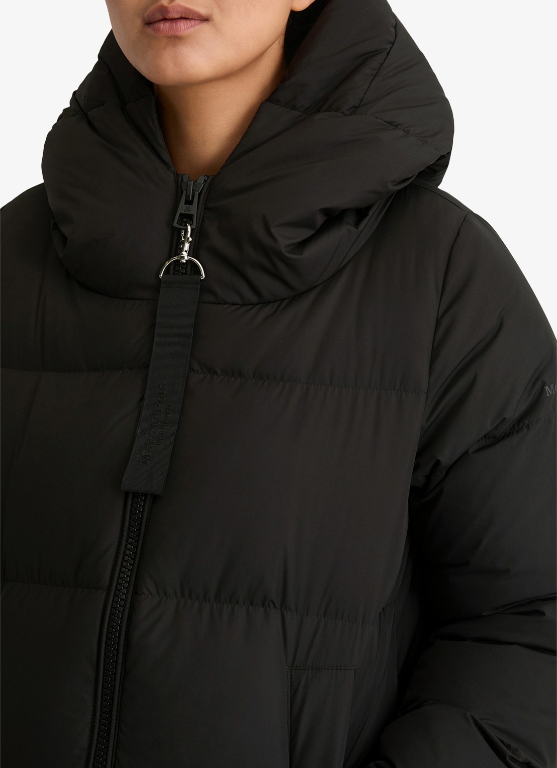 Marc O'Polo Puffer jas met capuchon - detail 5 zwart